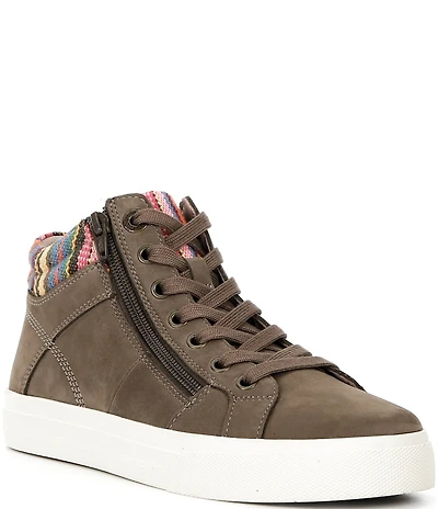 Taos Footwear Winner High Top Nubuck Patterned Side Zip Sneakers