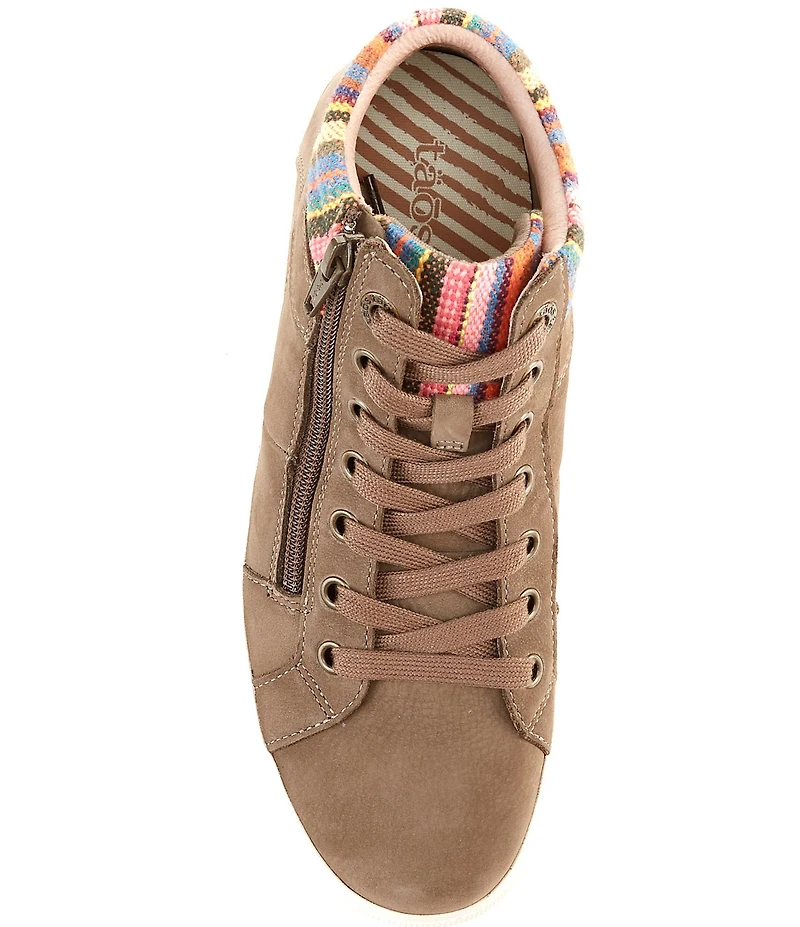 Taos Footwear Winner High Top Nubuck Patterned Side Zip Sneakers