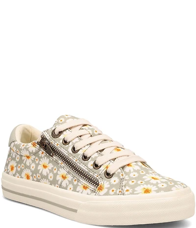 Taos Footwear Z-Soul Daisy Print Canvas Zip Detail Sneakers