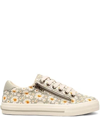 Taos Footwear Z-Soul Daisy Print Canvas Zip Detail Sneakers