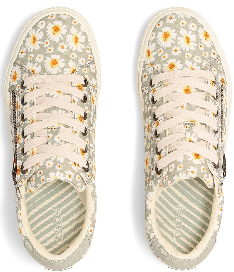 Taos Footwear Z-Soul Daisy Print Canvas Zip Detail Sneakers
