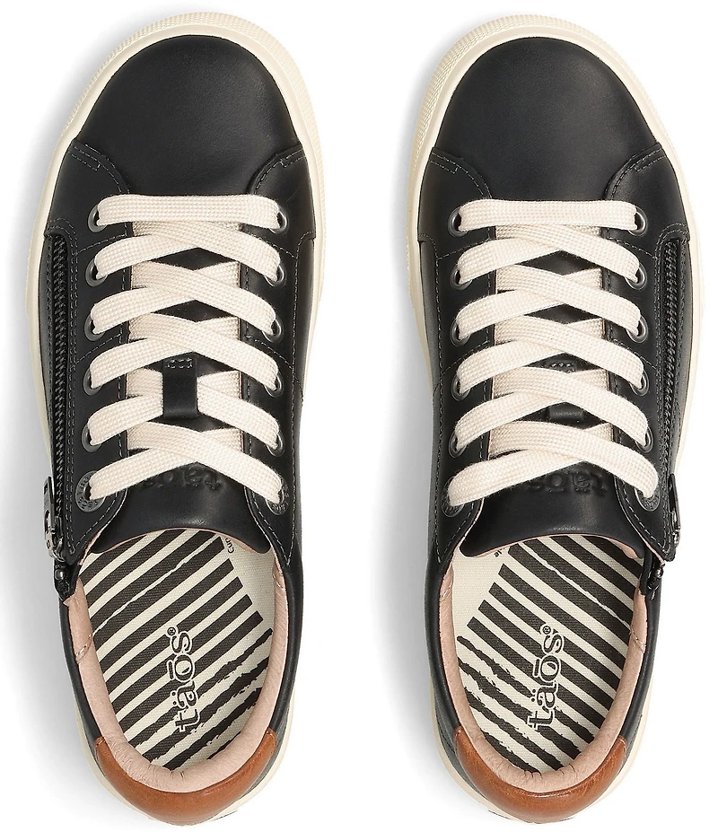 Taos Footwear Z-Soul Lux Leather Zip Platform Sneakers