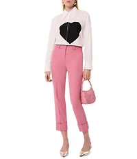 Tara Jarmon Carola Woven Point Collar Long Sleeve Heart Button Front Shirt