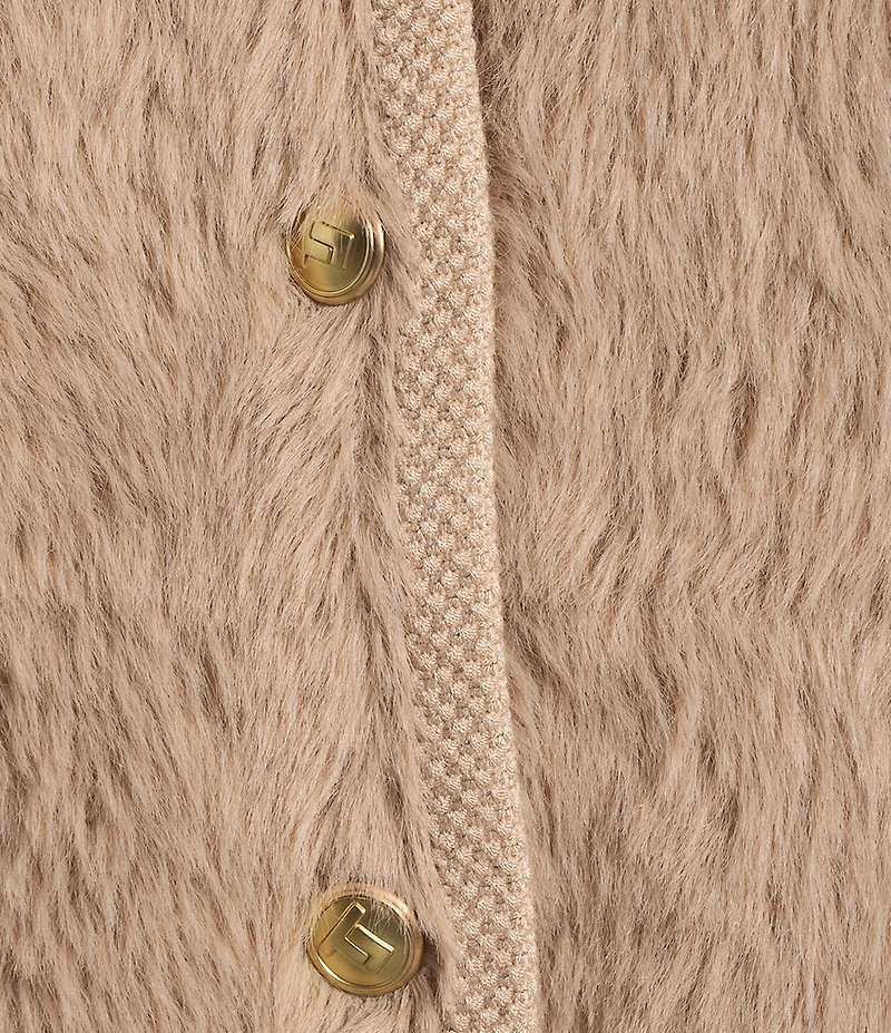 Tara Jarmon Gatsby Eyelash Round Neck Long Sleeve Button Front Cardigan