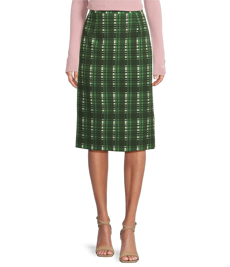 Tara Jarmon Jaden Woven Plaid Print Pencil Skirt