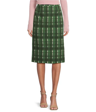 Tara Jarmon Jaden Woven Plaid Print Pencil Skirt