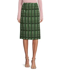 Tara Jarmon Jaden Woven Plaid Print Pencil Skirt