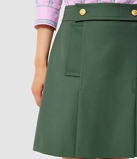Tara Jarmon Jimmy Woven Gold Button Pleated A-Line Skirt