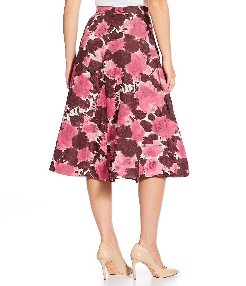 Tara Jarmon Joe Coordinating Floral Jacquard A-Line Midi Skirt