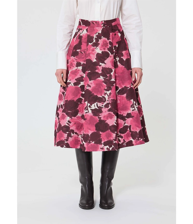 Tara Jarmon Joe Coordinating Floral Jacquard A-Line Midi Skirt