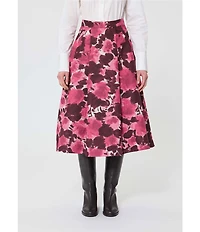 Tara Jarmon Joe Coordinating Floral Jacquard A-Line Midi Skirt