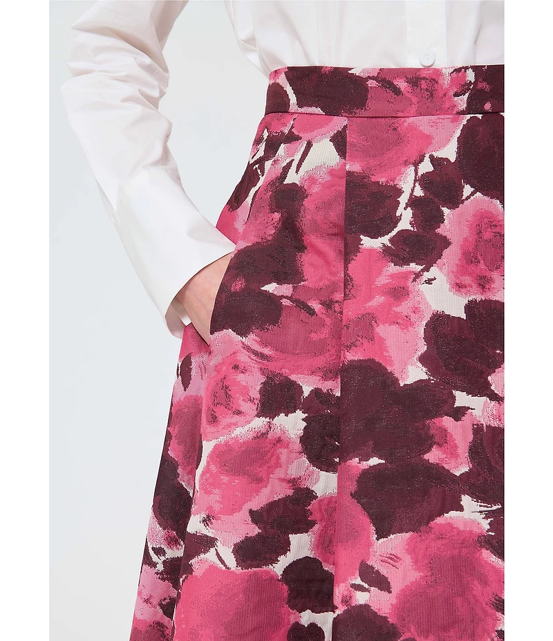 Tara Jarmon Joe Coordinating Floral Jacquard A-Line Midi Skirt
