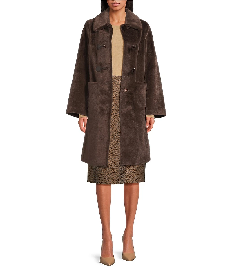 Tara Jarmon Maurizio Faux Fur Point Collar Long Sleeve Coat