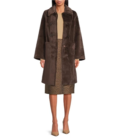 Tara Jarmon Maurizio Faux Fur Point Collar Long Sleeve Coat
