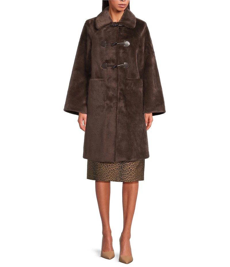 Tara Jarmon Maurizio Faux Fur Point Collar Long Sleeve Coat