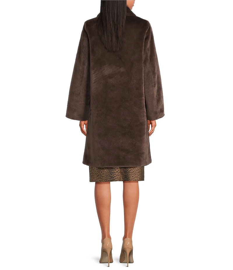 Tara Jarmon Maurizio Faux Fur Point Collar Long Sleeve Coat