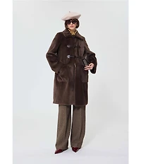 Tara Jarmon Maurizio Faux Fur Point Collar Long Sleeve Coat