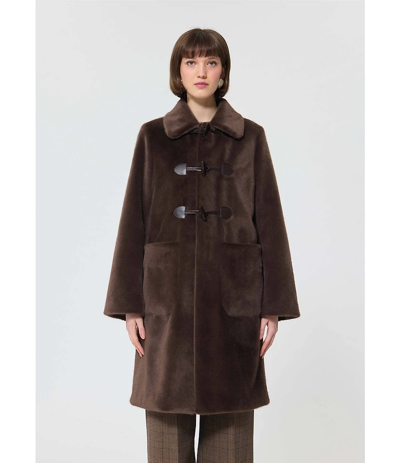 Tara Jarmon Maurizio Faux Fur Point Collar Long Sleeve Coat