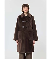 Tara Jarmon Maurizio Faux Fur Point Collar Long Sleeve Coat