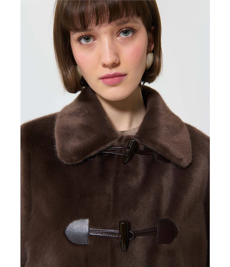 Tara Jarmon Maurizio Faux Fur Point Collar Long Sleeve Coat