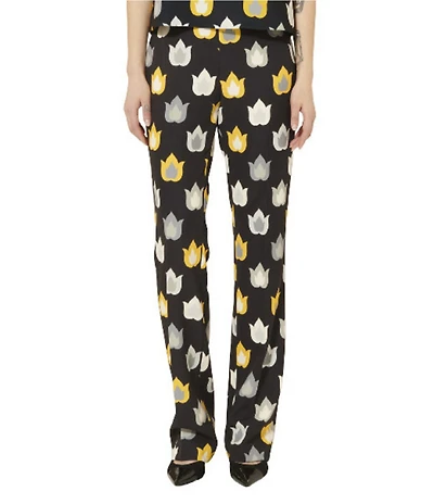 Tara Jarmon Paivan Woven Stretch Flame Print Mid Rise Straight Leg Pants
