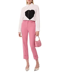 Tara Jarmon Philippa Flat Front Roll Cuff Cropped Pants