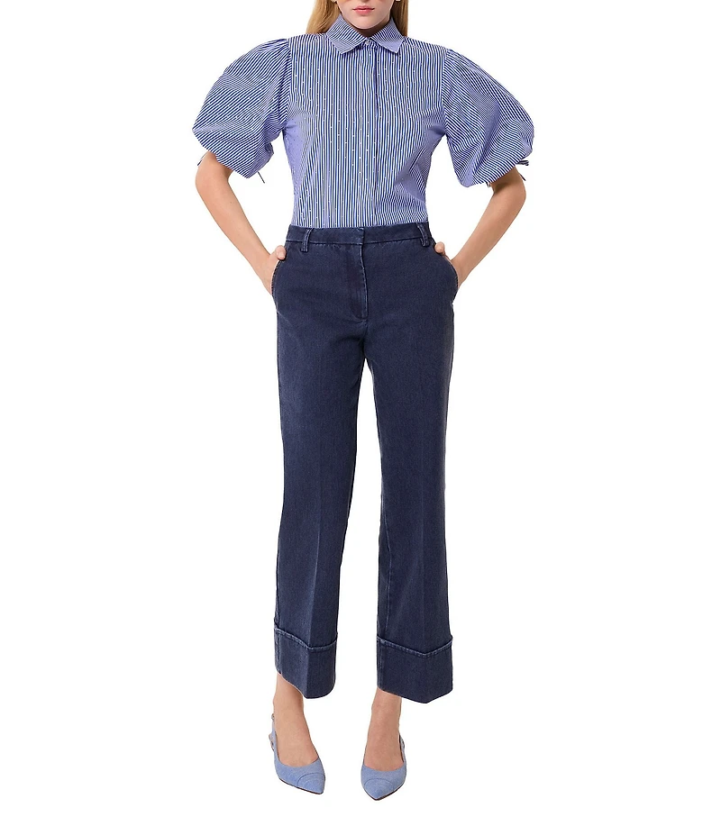 Tara Jarmon Pierre Denim Flare Leg Cropped Jeans