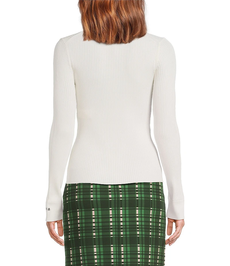 Tara Jarmon Prudie Ribbed Knit Mock Neck Long Sleeve Top