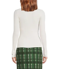 Tara Jarmon Prudie Ribbed Knit Mock Neck Long Sleeve Top