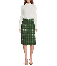 Tara Jarmon Prudie Ribbed Knit Mock Neck Long Sleeve Top