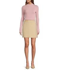 Tara Jarmon Prudie Ribbed Knit Mock Neck Long Sleeve Top