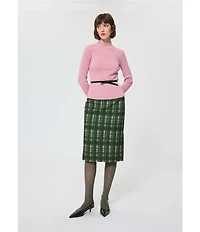 Tara Jarmon Prudie Ribbed Knit Mock Neck Long Sleeve Top