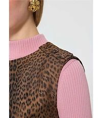 Tara Jarmon Prudie Ribbed Knit Mock Neck Long Sleeve Top