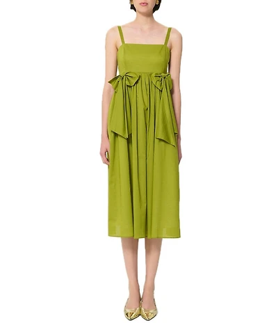 Tara Jarmon Renee Square Neck Sleeveless Bow Midi Dress
