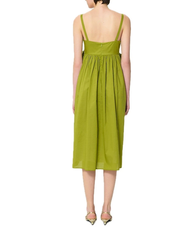 Tara Jarmon Renee Square Neck Sleeveless Bow Midi Dress