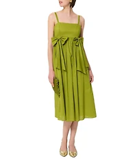 Tara Jarmon Renee Square Neck Sleeveless Bow Midi Dress