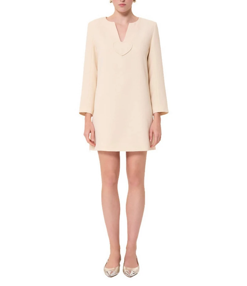 Tara Jarmon Rheala Split V-Neck Long Sleeve Heart Dress