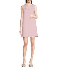 Tara Jarmon Roch Woven Round Neck Sleeveless Bow A-Line Dress