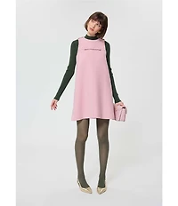 Tara Jarmon Roch Woven Round Neck Sleeveless Bow A-Line Dress