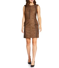 Tara Jarmon Rohane Leopard Print Round Neck Sleeveless Shift Dress