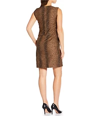 Tara Jarmon Rohane Leopard Print Round Neck Sleeveless Shift Dress