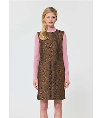 Tara Jarmon Rohane Leopard Print Round Neck Sleeveless Shift Dress