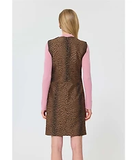 Tara Jarmon Rohane Leopard Print Round Neck Sleeveless Shift Dress