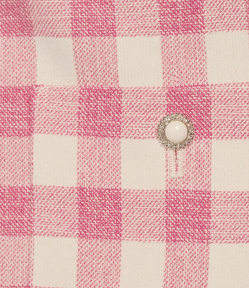 Tara Jarmon Russel Woven Gingham Round Neck Sleeveless A-Line Dress
