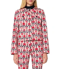 Tara Jarmon Vina Floral Print Round Neck Long Sleeve Jacket