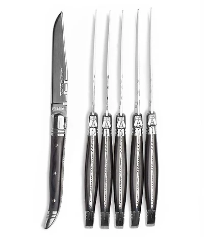 Tarrerias Bonjean Laguiole Tradition Dark Wood Handle 6-Piece Steak Knife Set