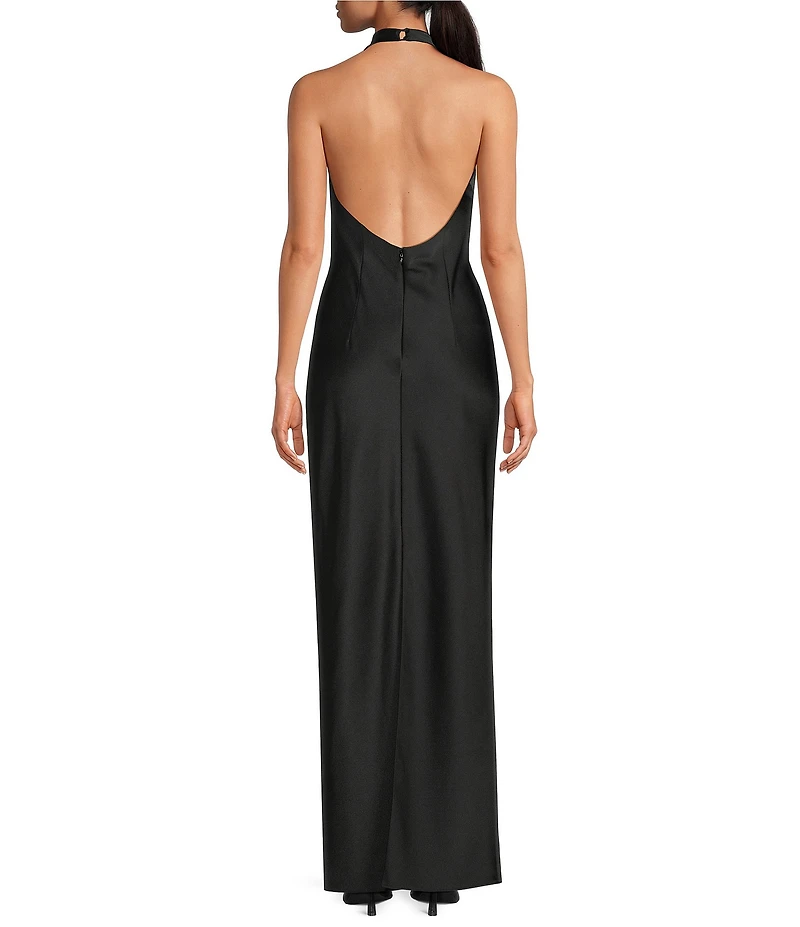 Tasha Halter Cowl Neck Satin Slip Dress