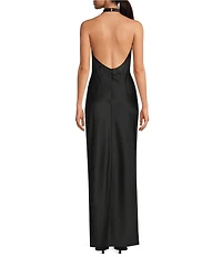 Tasha Halter Cowl Neck Satin Slip Dress