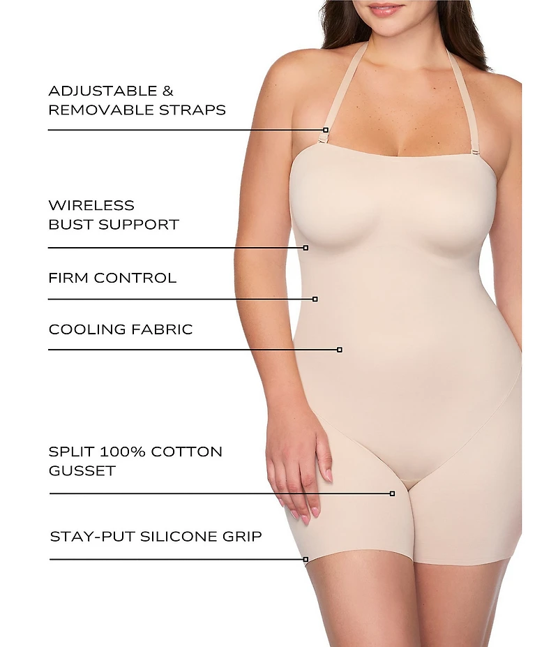 TC Fine Shapewear Dress Rehearsal Strapless Mid-Thigh Shaping Bodysuit