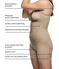 TC Fine Shapewear Iconic Core Extra Firm Mid-Thigh Bodysuit with Rear Lift